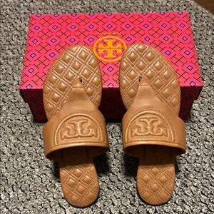 Tory Burch Tan Quilted Sandals